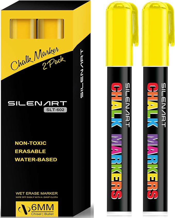 SILENART Yellow Chalk Markers 2 Pack by SILENART-THEARTOFSILENCE