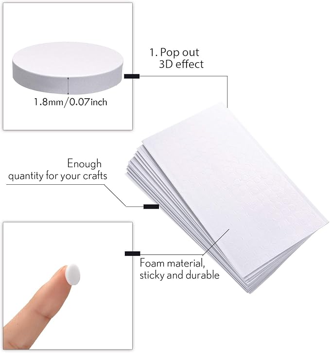 Outus 2400 Pieces Foam Dots Dual-Adhesive 3D Foam Tapes Pop Dots Adhesive Mount - Image 4