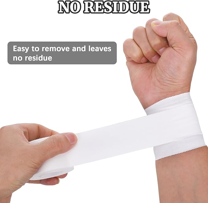 2PCS Pre-Wrap Athletic Tape for Sports 2 Inch Wide Soccer Baseball Wrist Tape White Wrist Tapes Accessories, Sport Supplies Gifts for Football Sports Baseball Gymnastics Athlete Injury Graduation