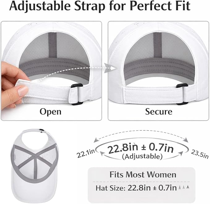 Women’s Ponytail Baseball Cap, Quick-Dry Sport Caps Hat with Breathable Daisy Perforations for Running, Tennis, Golf