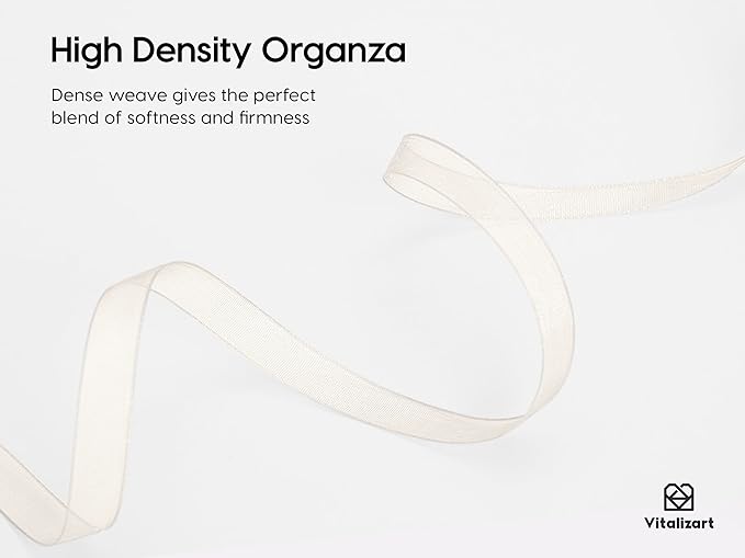 Vitalizart 3/8" x 30Yd Organza Ribbon Cream White Sheer Ribbons Set 10 Yd x 3 - Image 3