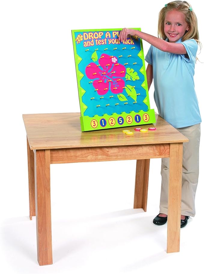 Fun Express 16" x 20" Tropical Luau Multicolor Wood Tabletop Disc Drop Game - Image 4