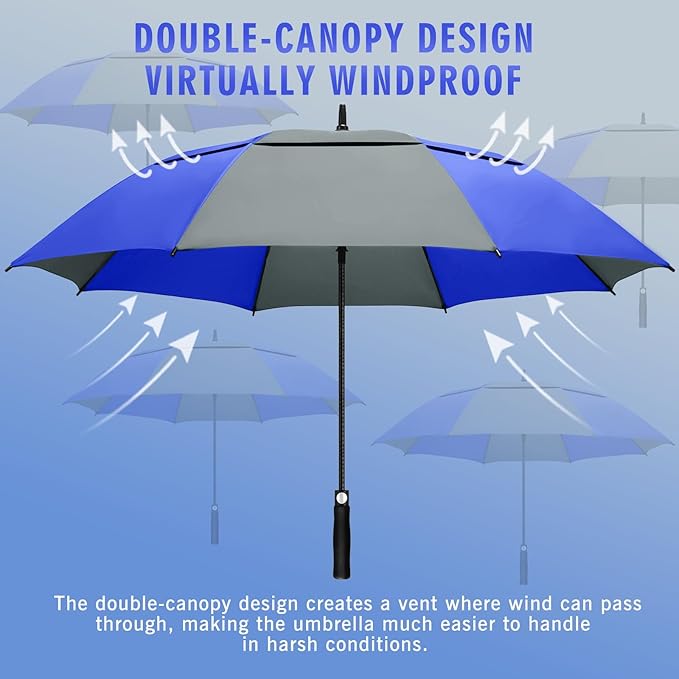 ZOMAKE Golf Umbrella Windproof, Extra Large Oversized Heavy Duty Double Canopy for Rain, Sports Games & Push Cart(51/54/62/68/72Inch)