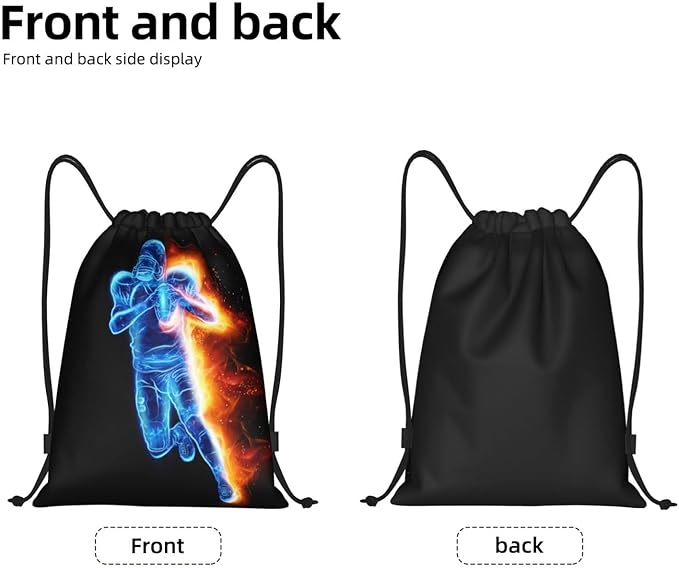Boys Men Football Drawstring Bags, Sports-Themed Drawstring Backpack Casual Knapsack for Teens Adults Unisex for Gym Travel Swimming Hiking Camping, Small