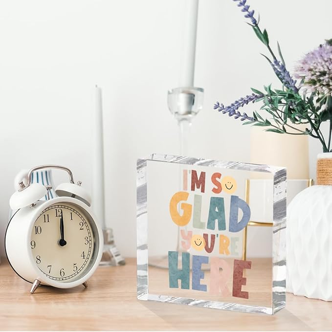 Positive Affirmation Desk Decor Acrylic Sign 4X4 Inch, Motivational Smile Face - Image 6