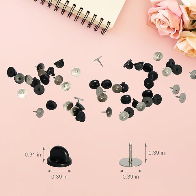 80 Pairs Rubber Pin Backs, 9mm×10mm Butterfly Clutch Backings, Craft Making - Image 3