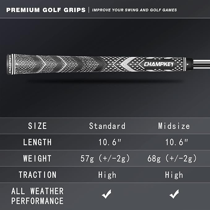 CHAMPKEY Golf Grips 13 Pack | Come with Solvent,15 Tapes,Vise Clamp and Hook Blade | All Weather Control and High Feedback Golf Club Grips