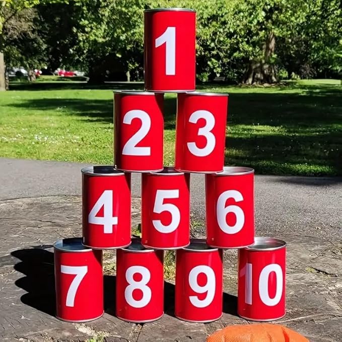 13 Carnival Can Games Bean Bag Toss Carnival Games, Including 10 Tin Cans and 3 by Unknown