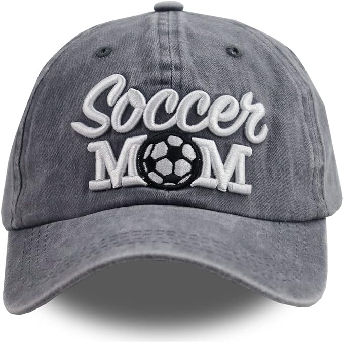 Distressed Soccer Mom Baseball Cap for Women, Adjustable Washed Embroidered Sun Hat for Mama