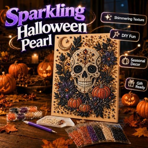 3 PCS Halloween Ghost Pearl Diamond Painting Art Kit for Adults 3D DIY Bead