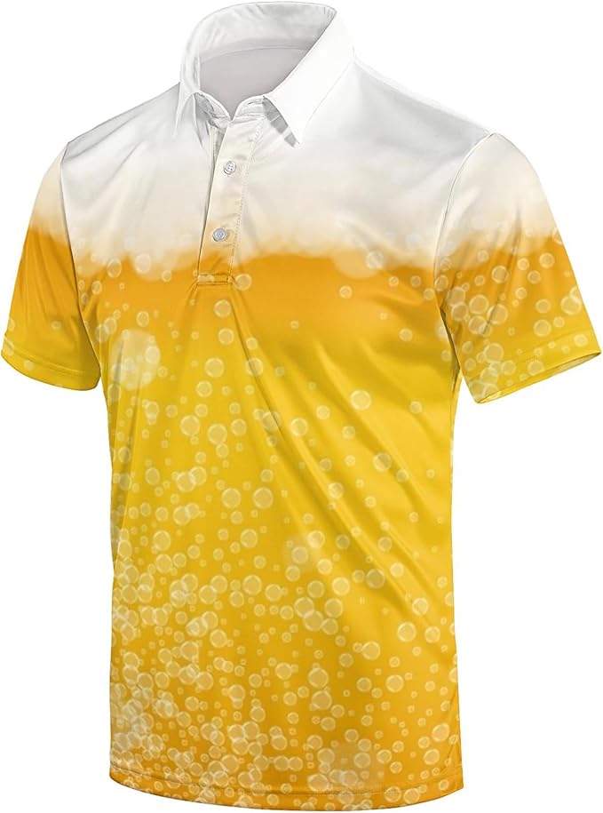 Golf Polo Shirts for Men Funny Print Short Sleeve Golf Shirts Performance Golf Polos