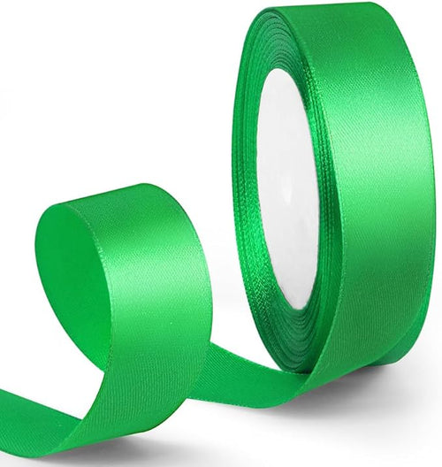 1 Inch 25 Yards Satin Ribbon Green, Solid Color Fabric Ribbon by HimBen