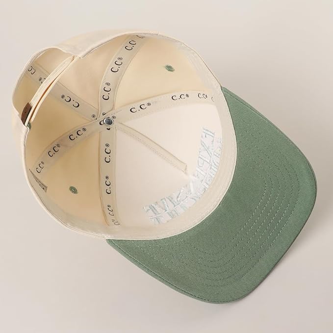 MIRMARU Two-Tone Vintage Canvas Trucker Hats for Men & Women, Adjustable Size Baseball Caps with Trendy Embroidered Design
