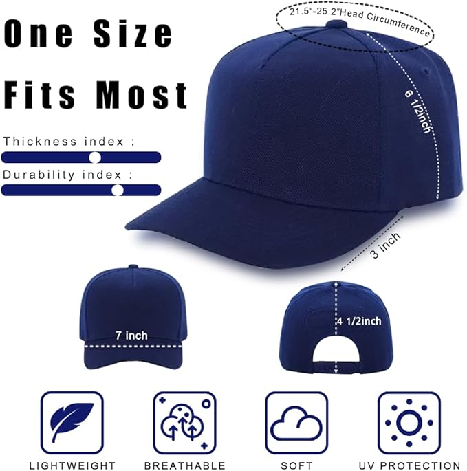 ZH 12 PC 5 Panel Baseball caps, Bulk Baseball caps, Customizable DIY Design, Wholesale Caps, One-Size-Fits-All