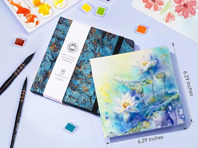 Lightwish Square Watercolor Journal, 100% Cotton, 300gsm/140lb, 24 Sheets Cold - Image 9