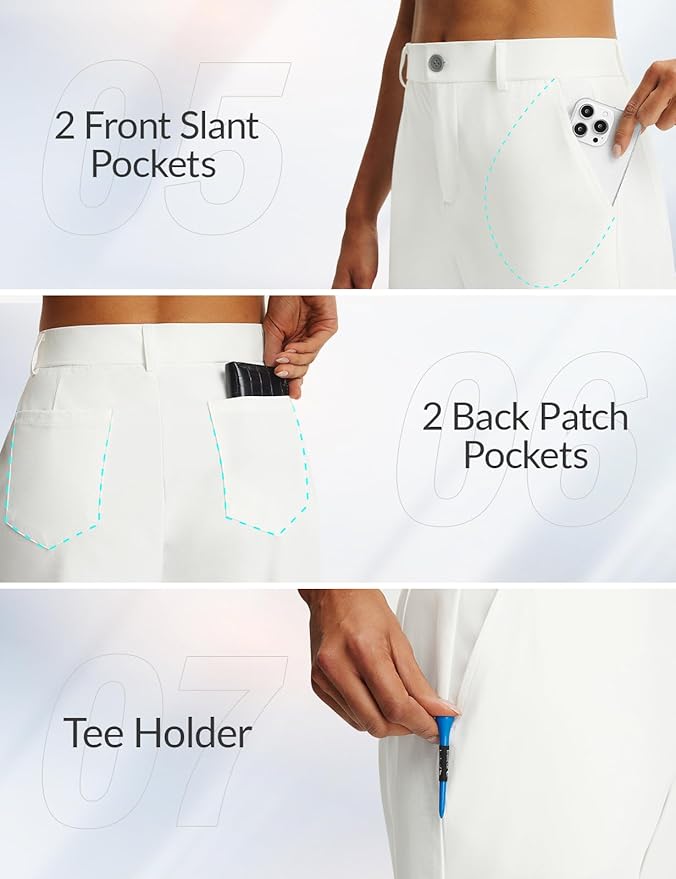 baleaf Women's Golf Pants Straight Leg Stretch Work Travel Pant with Pockets Dressy Bussiness Casual Slacks UPF 50+