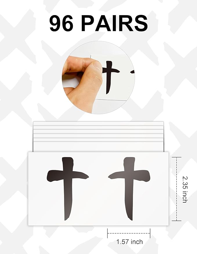 96 Pairs Eye Black Stickers, Sports Face Cross Eyeblack Sticker for Baseball Football Softball Themed Party Birthday Party Supplies