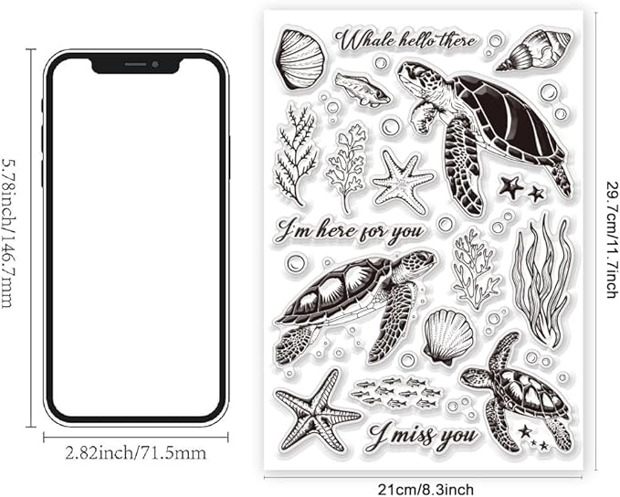 11.7 x 8.3 inch Sea Turtle Clear Stamps - Image 2
