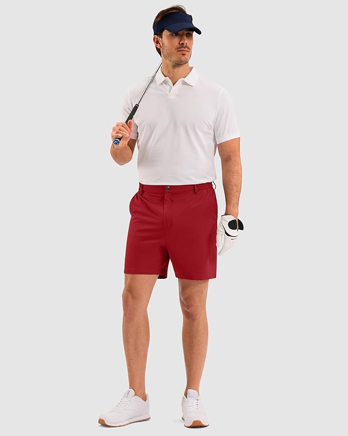Pudolla Men's Casual Shorts 7"/9"/5" Lightweight Golf Shorts with 3 Pockets Stretch Quick Dry Comfy Work Shorts