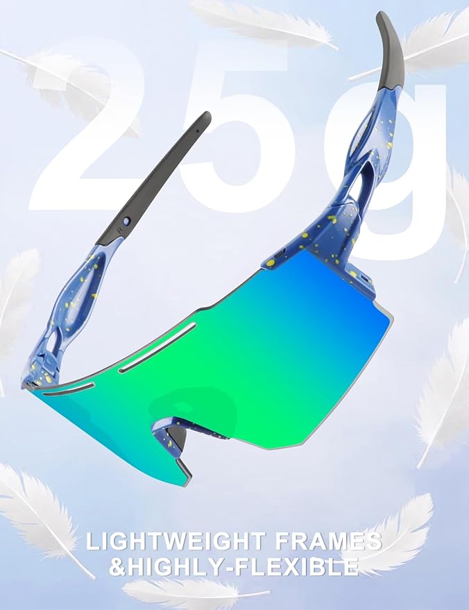 OULAIQI Cycling Sunglasses Polarized Sunglasses for Cycling Men Women with 1 Lens or 3 Interchangeable Lens Baseball Glasses