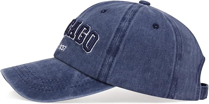 Chicago Hat for Men Women 3D Embroidery Vintage City Dad Hats Baseball Cap