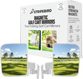 Stripebird - Magnetic Golf Cart Mirrors 2.0 (White) - No Drilling - Ultra-Strength Magnet - 2 Folding Side Mirrors - EZ Go Accessory - Club Car Accessory - Golf Cart Accessory