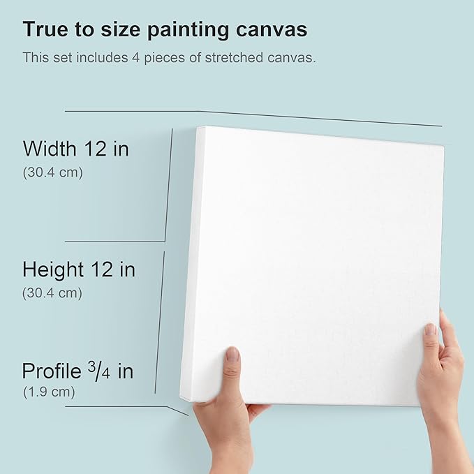 PHOENIX 12x12 Inch 4 Pack Artist Canvas - Image 2