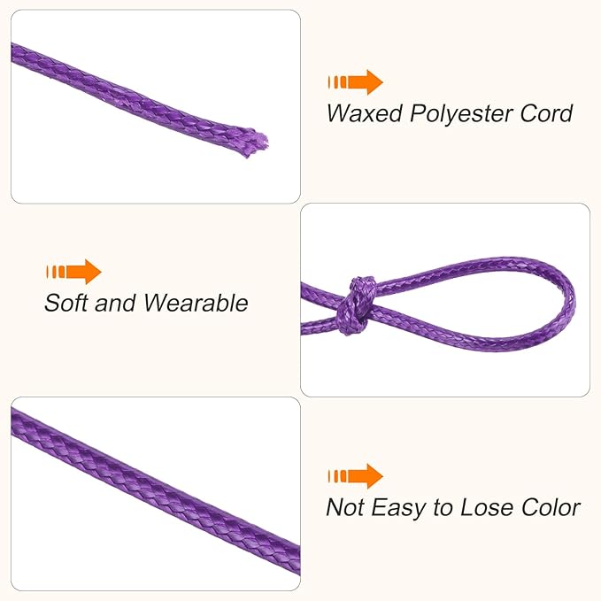 MECCANIXITY Waxed Polyester Cord 0.5mm 175 Yard Purple - Image 3