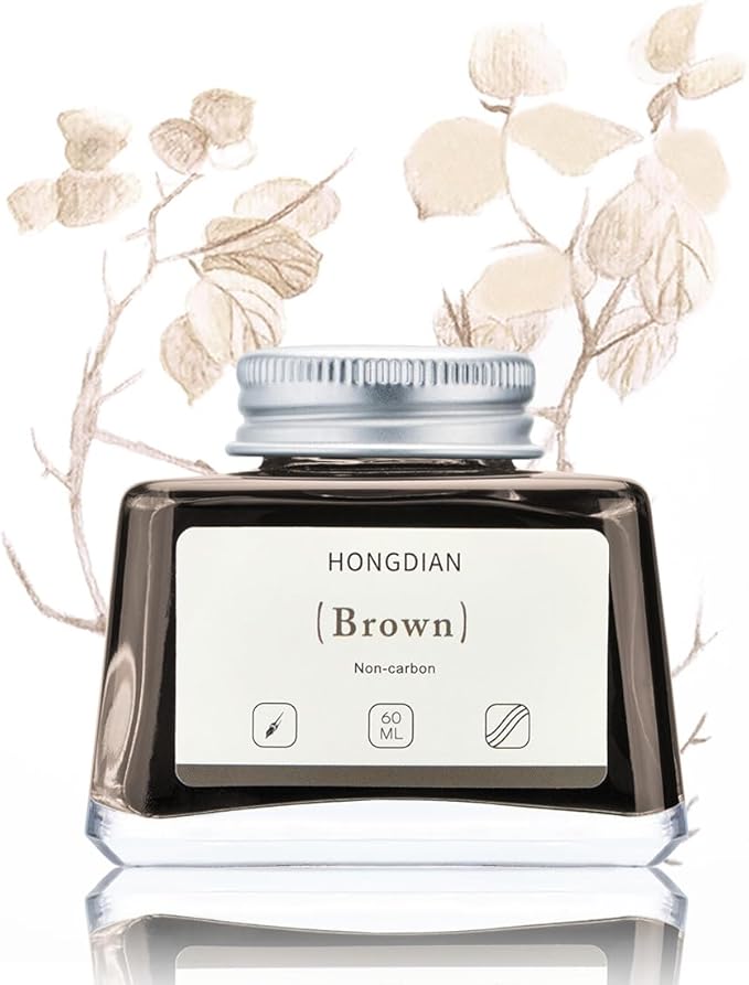 Asvine Hongdian Fountain Pen Bottled Ink Brown, 60ml Fountain Pen Ink Bottled by Asvine
