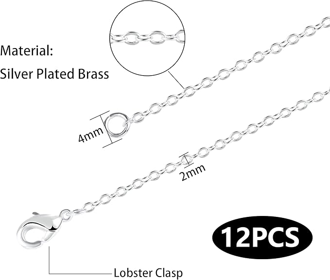 ALEXCRAFT Wholesale 12 PCS Silver Plated Solid Brass Flat Cable Chains Bulk - Image 5