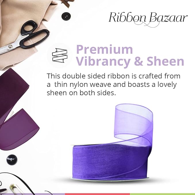Ribbon Bazaar Sheer Organza Wired Ribbon - Image 4