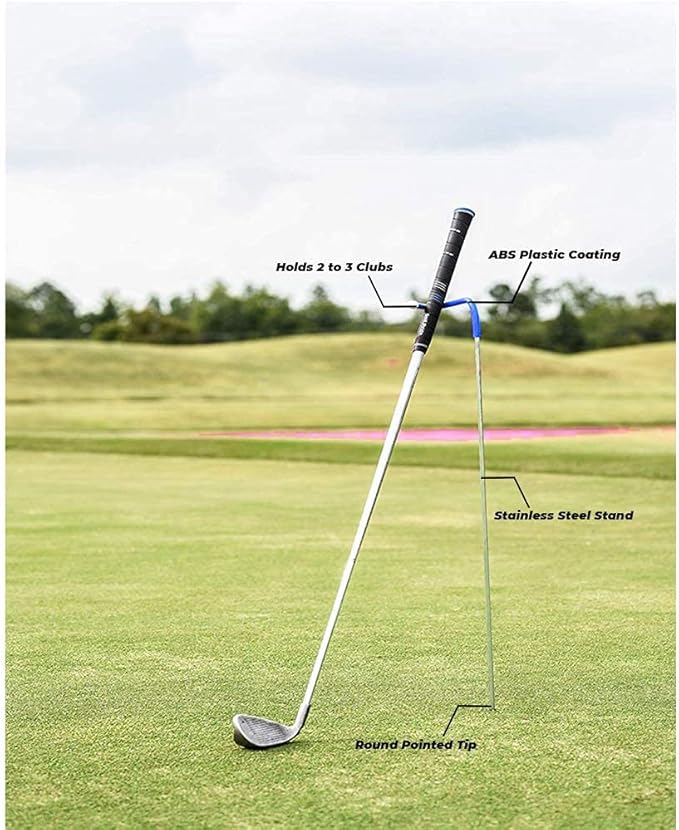 V-Shaped Golf Club Stand Keeps Your Clubs Clean, Dry & Visible, V-Stick Club Stand Made of Highly Durable Stainless Steel - Easy to Carry Golf Club Holder