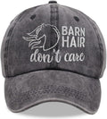 Barn Hair Don't Care Hat, Embroidered Adjustable Wash Cotton Baseball Cap, Horse Lovers Gifts for Women Men