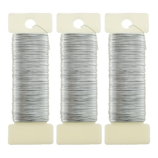 HAHIYO 26Gauge Silver 3 Rolls Total 115 Yards Metal Floral Wire Flexible Paddle by HAHIYO