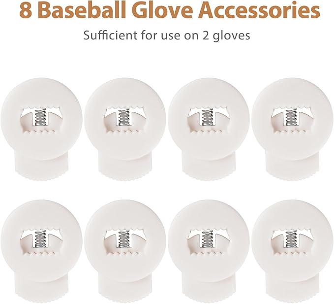 Glove Locks, 8-Pack Baseball/Softball Glove Lace Locks – Vibrant Colors, No Retie Knots, Spring-Lock Tech, Durable Design.