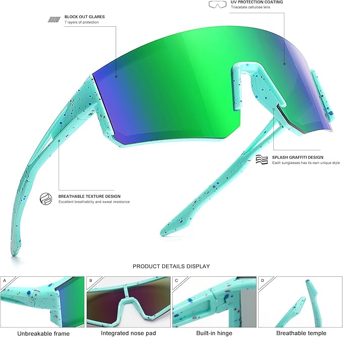 SEKKAF Youth Baseball Sunglasses for Boys Girls Age 6-12 Softball Cycling Sports Sunglasses for Kids Lightweight Frame