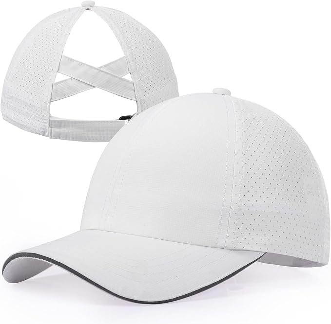 Girls Criss Cross Ponytail Hat Mesh Baseball Cap Kids Quick Dry Ponycap Hats Outdoor Summer Sports Hat Age 7-12