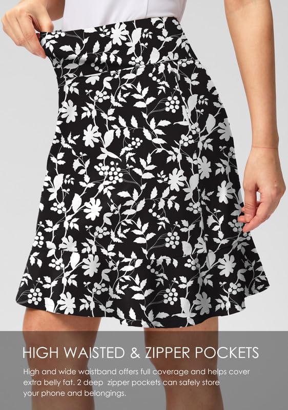 Viodia 20" Knee Length Skorts Skirts for Women with Pockets High Waisted Athletic Tennis Golf Skort for Casual Summer