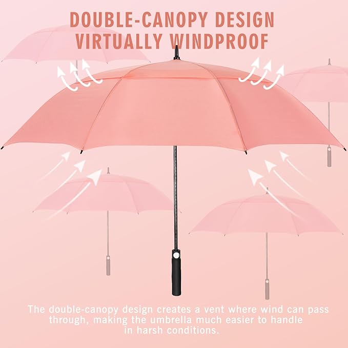 ZOMAKE Golf Umbrella Windproof, Extra Large Oversized Heavy Duty Double Canopy for Rain, Sports Games & Push Cart(51/54/62/68/72Inch)