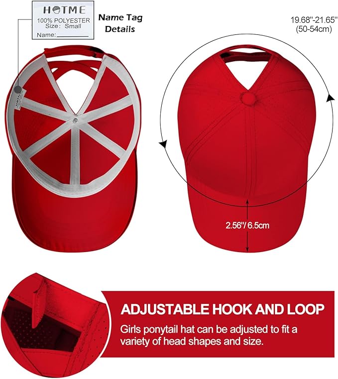 Little Girls Reflective Baseball Cap Criss Cross Ponytail Hat Kids Quick Dry Mesh Summer Sports Hat for Toddler Ages 3-8