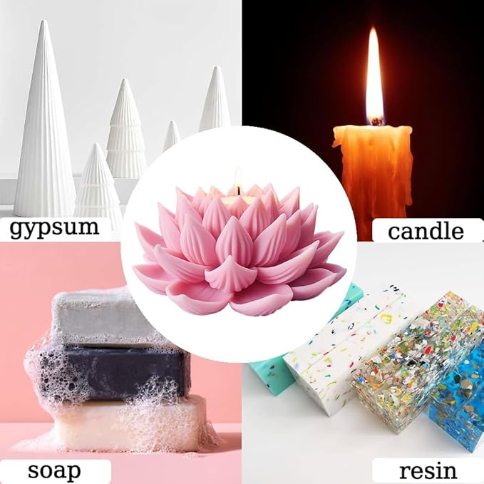3D Lotus Candle Molds for Candle Making Supplies Flower Silicone Mold for - Image 6