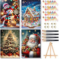 Christmas Paint by Numbers for Adults with Framed Canvas - Wooden Easel