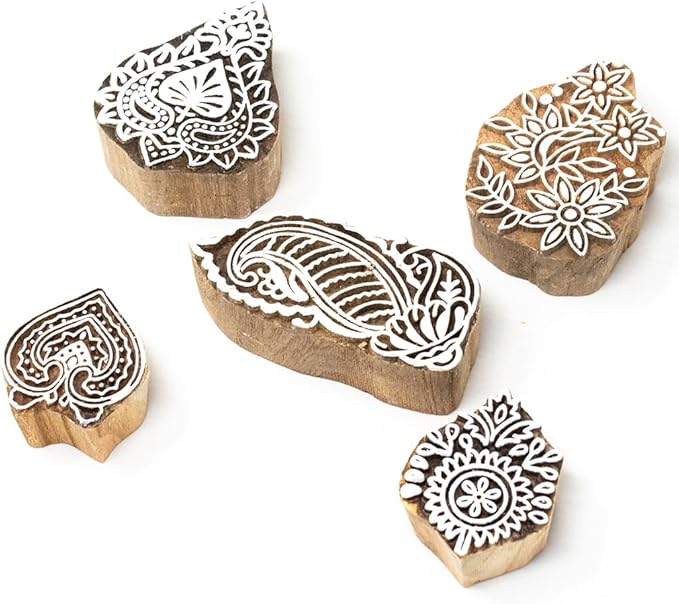 Hashcart Wooden Indian Traditional Design Printing Stamps/Blocks by Hashcart