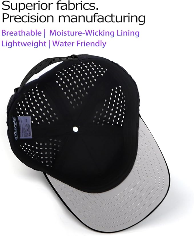 Zylioo Oversize XXL XL Performance Baseball Cap, High Profile 5-Panel Snapback Hat, Laser Cut Mesh Cap for Big Heads
