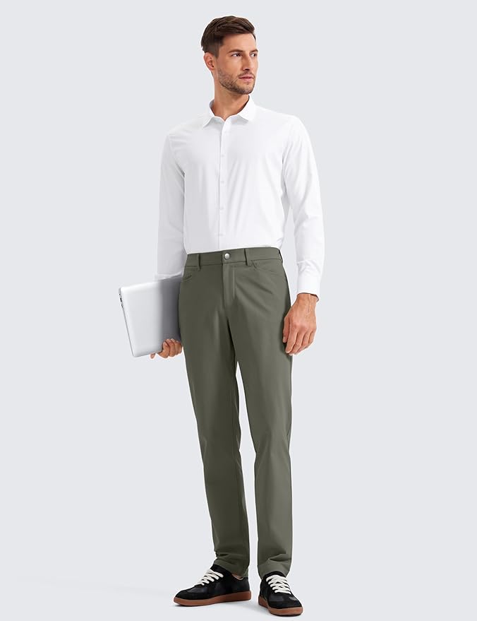 CRZ YOGA All Day Comfy 5-Pocket Golf Pants for Men - 28"/30"/32"/34" Quick Dry Lightweight Casual Work Stretch Trousers
