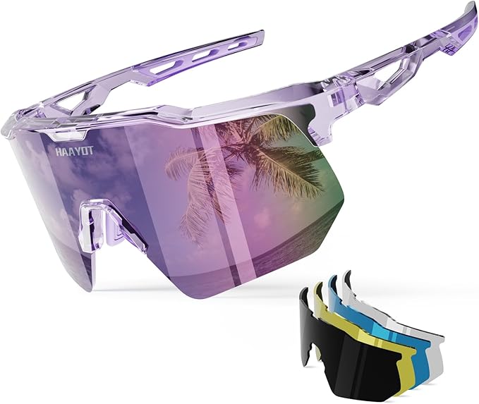 HAAYOT Polarized Sports Sunglasses for Men Women Youth Baseball Cycling Running Softball Biking Glasses 5 Lenses