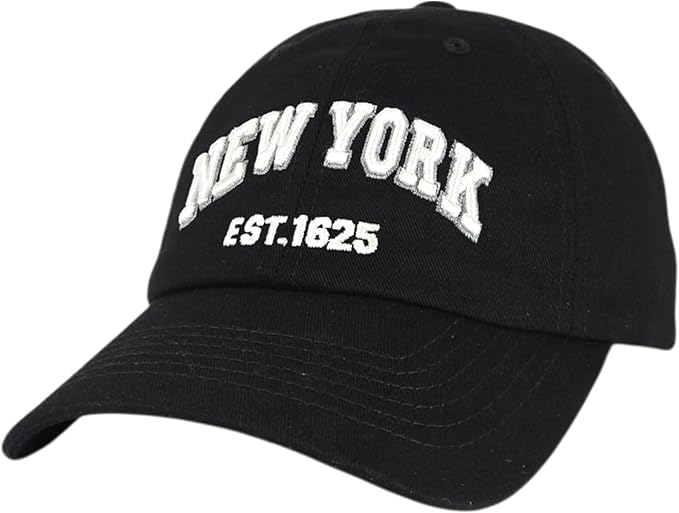 Elidan NY Dad Hat New York EST.1625 Cotton Cap, Adjust Buckle Strap, Unstructured Low-Profile NY Baseball Cap for Men & Women