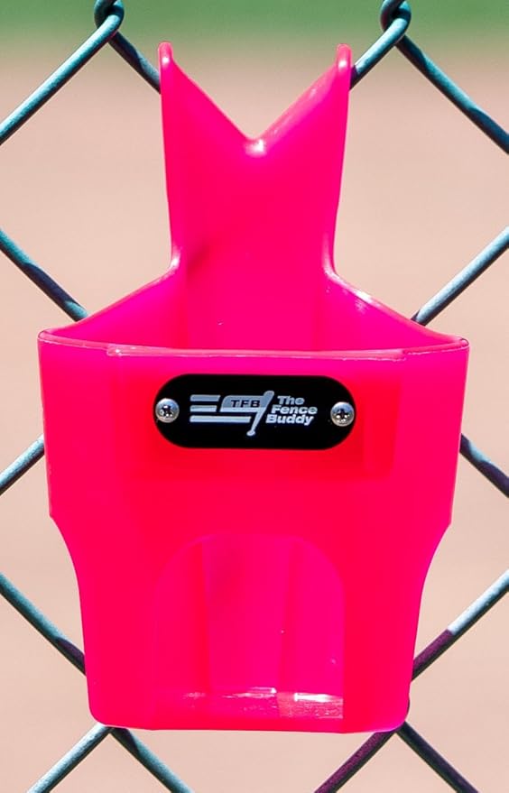 Fence Cup Holder | Drink Holder for Chain Link Fence | Fits Stanley, Yeti & Gatorade | Baseball Dugout, Softball, Pickleball & Tennis | Made in USA | The Fence Buddy (Hot Pink)