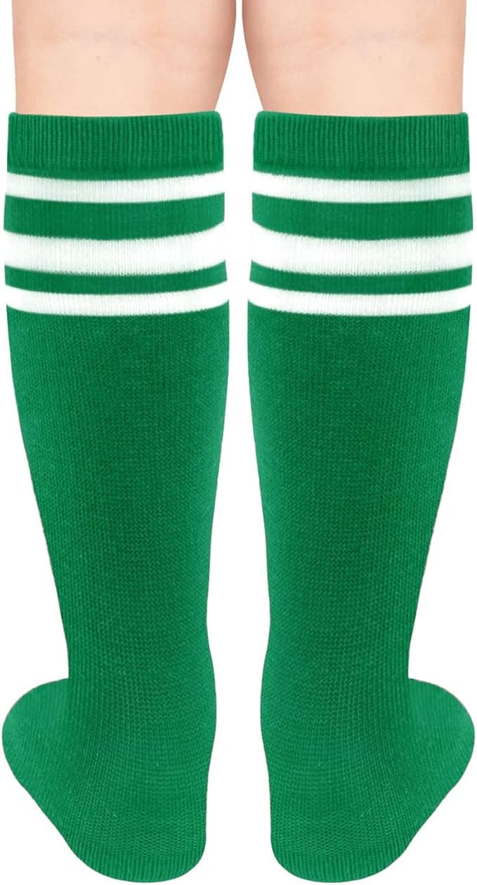 Sarfel Kids Soccer Socks Toddler Soccer Socks Girls Boys Soccer Socks Kids Tube Socks with Stripes Toddler Knee High Socks