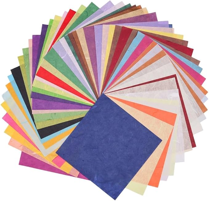 50 Colors 50 Sheets 6 x 6 Inches Natural Fiber Mulberry Tree Square Origami - Image 6
